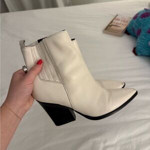 Marc Fisher White Western Heeled Booties